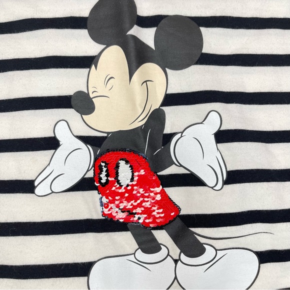 Zara Disney and Friends Mickey Black and White Striped Crop Size 8 - Picture 2 of 7